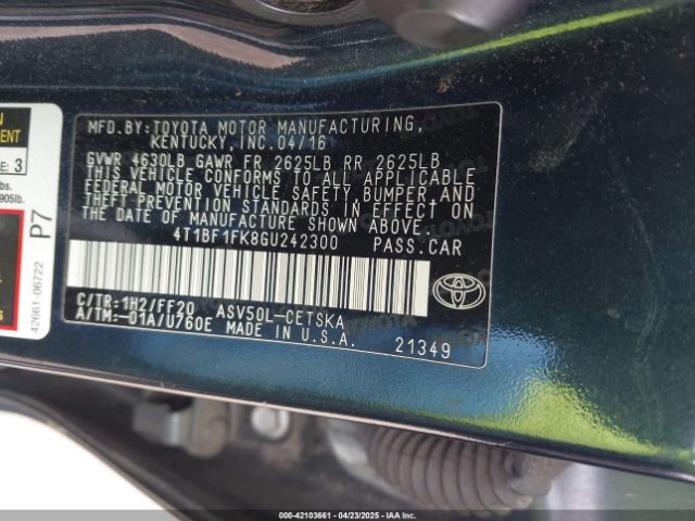 4T1BF1FK8GU242300 Toyota CAMRY SE