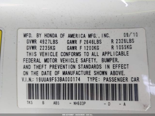 2011 ACURA TL 19UUA9F53BA000174 Photo 8