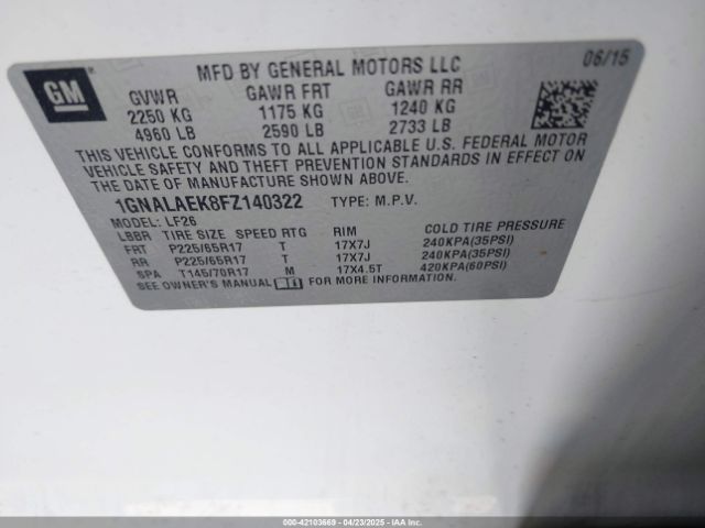 1GNALAEK8FZ140322 Chevrolet EQUINOX LS
