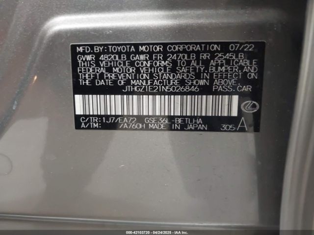 JTHGZ1E21N5026846 Lexus Is 350 F Sport