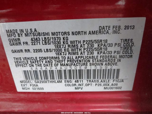 2013 MITSUBISHI OUTLANDER SPORT 4A4AP4AU5DE015992 Photo 8