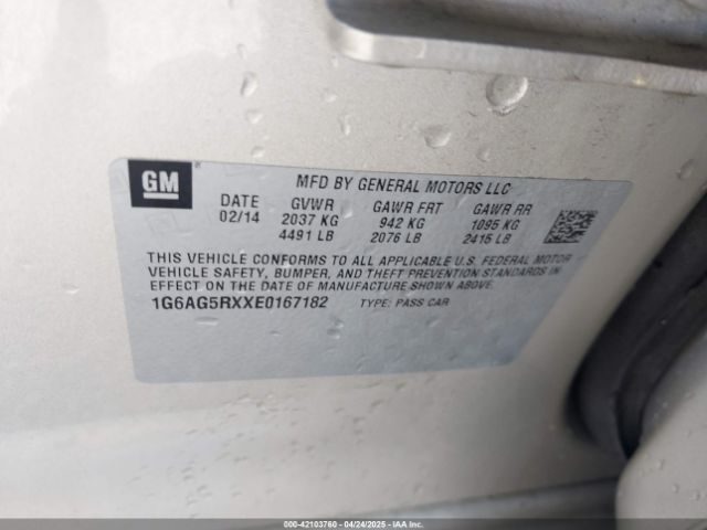 1G6AG5RXXE0167182 Cadillac Ats Standard
