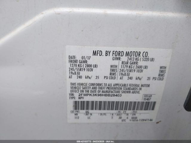 2FMPK3K98HBB28403 Ford Edge Titanium