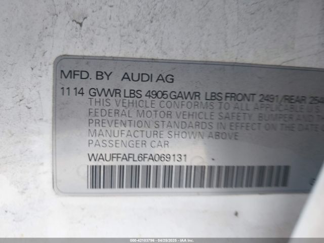 WAUFFAFL6FA069131 Audi A4 2.0t Premium