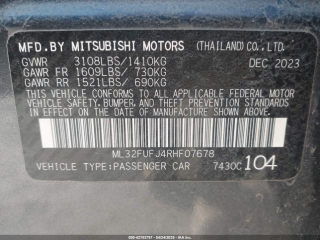 2024 MITSUBISHI MIRAGE G4 ML32FUFJ4RHF07678 Photo 8