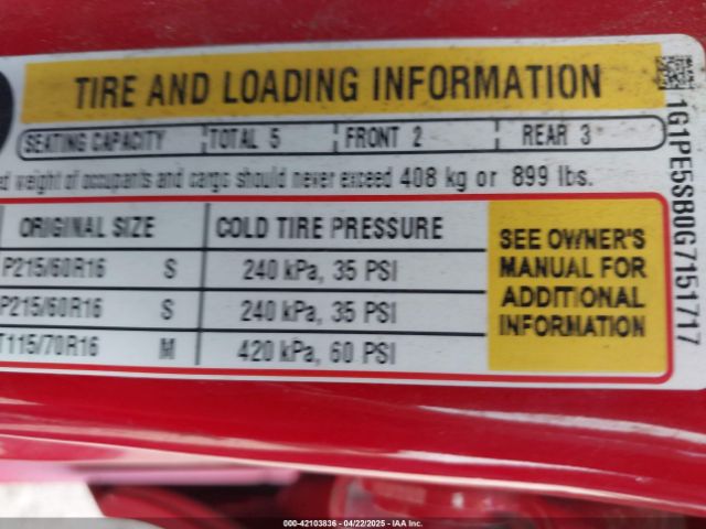 1G1PE5SB0G7151717 Chevrolet Cruze Limited 1lt Auto