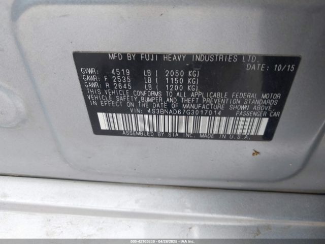 4S3BNAD67G3017014 Subaru Legacy 2.5i Premium