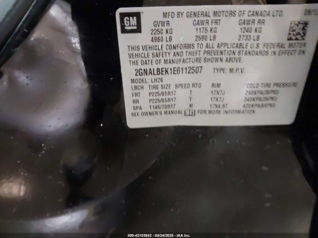 2GNALBEK1E6112507 Chevrolet EQUINOX 1LT