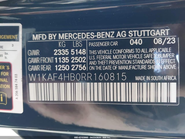 W1KAF4HB0RR160815 Mercedes-Benz C 300