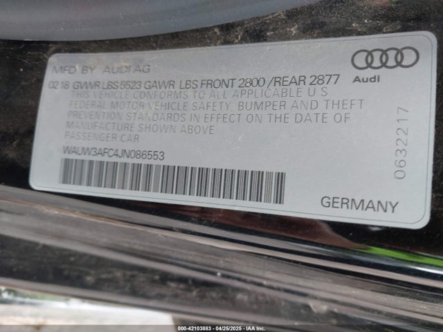 WAUW3AFC4JN086553 Audi A7 3.0t Premium Plus