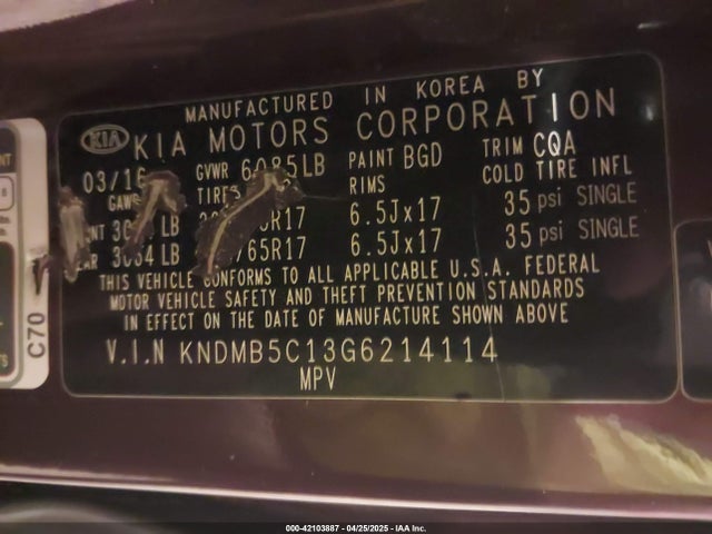 KNDMB5C13G6214114 KIA SEDONA LX
