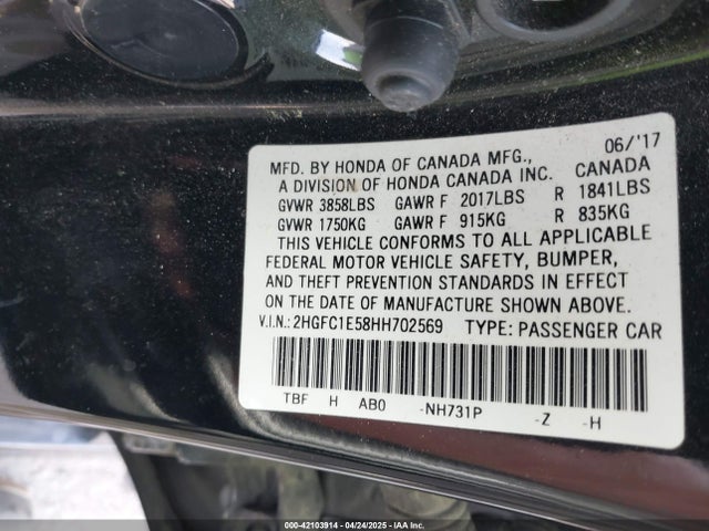 2HGFC1E58HH702569 Honda l15b7