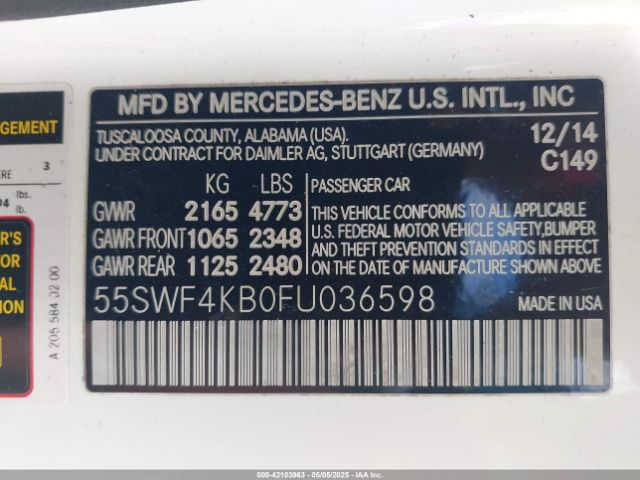 55SWF4KB0FU036598 Mercedes-Benz C 300 4matic/luxury 4matic/sport 4matic