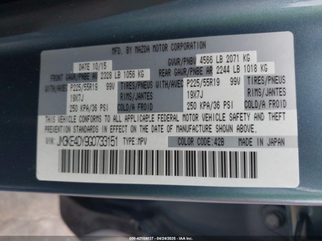 JM3KE4DY9G0733151 Mazda Cx-5 Grand Touring