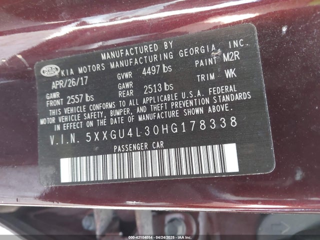 5XXGU4L30HG178338 KIA g 2.4 dohc gdi