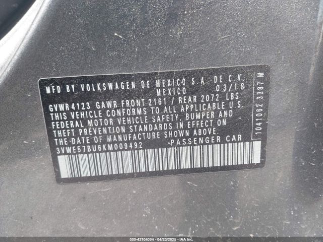 3VWE57BU6KM009492 Volkswagen Jetta 1.4t Sel