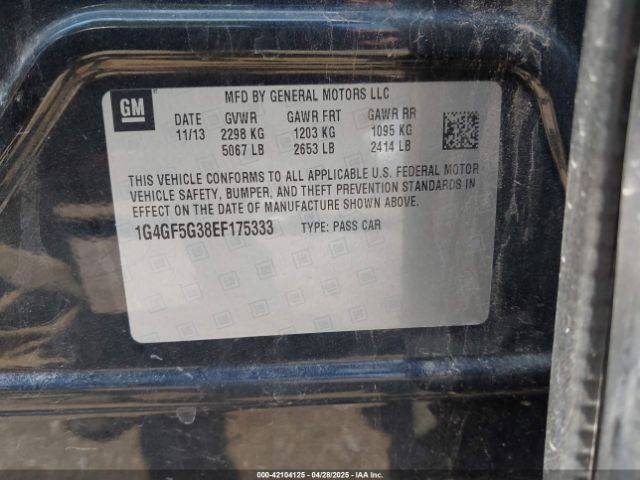 1G4GF5G38EF175333 Buick Lacrosse Premium Ii Group