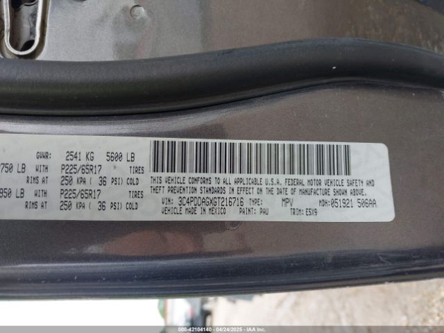 3C4PDDAGXGT216716 Dodge JOURNEY SE