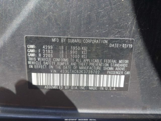 4S3GTAC63K3728702 Subaru Impreza 2.0i Premium