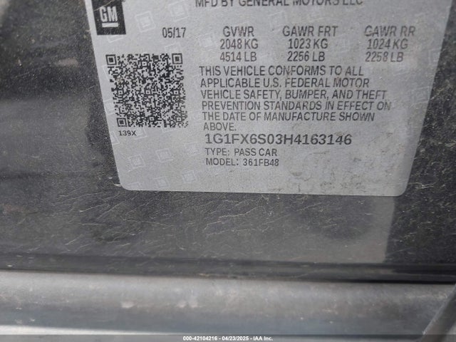 1G1FX6S03H4163146 Chevrolet Bolt Ev Premier