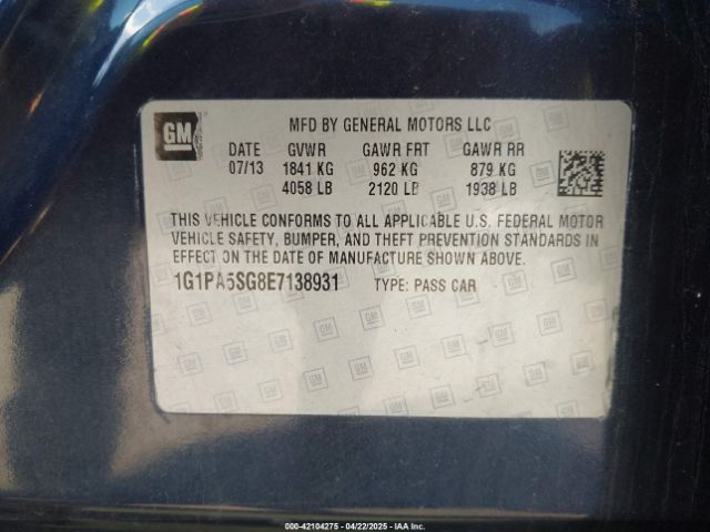 1G1PA5SG8E7138931 Chevrolet Cruze Ls Auto