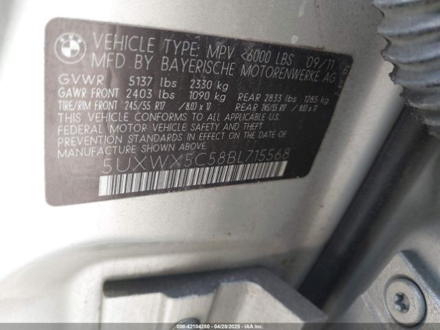 2011 BMW X3 5UXWX5C58BL715568 Photo 8
