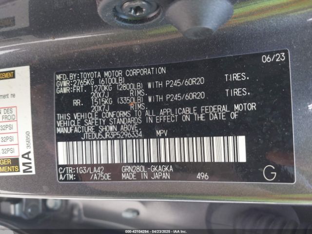 JTEDU5JR3P5296334 Toyota 4runner Limited