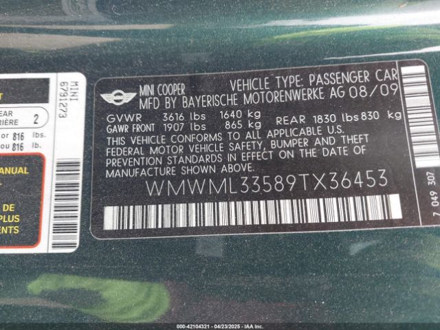 2009 MINI COOPER CLUBMAN WMWML33589TX36453 Photo 8