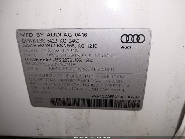 2016 AUDI Q5 WA1C2AFPXGA136264 Photo 8