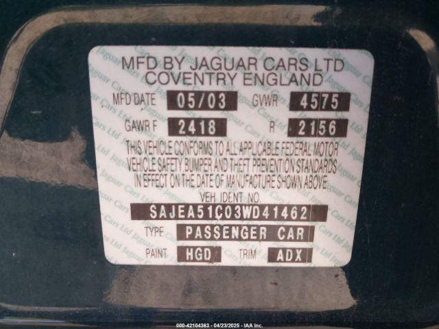 2003 JAGUAR X-TYPE SAJEA51C03WD41462 Photo 8