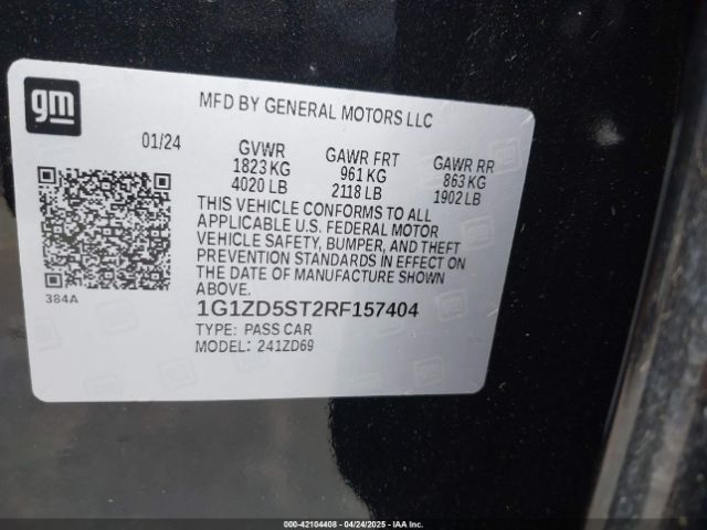 1G1ZD5ST2RF157404 Chevrolet lfv