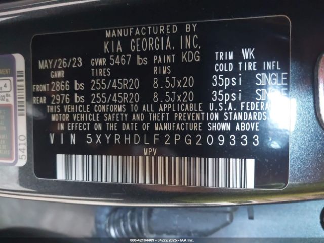 5XYRHDLF2PG209333 KIA Sorento X-line Ex