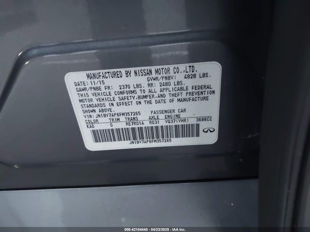 JN1BV7AP6FM357265 Infiniti Q50 Premium