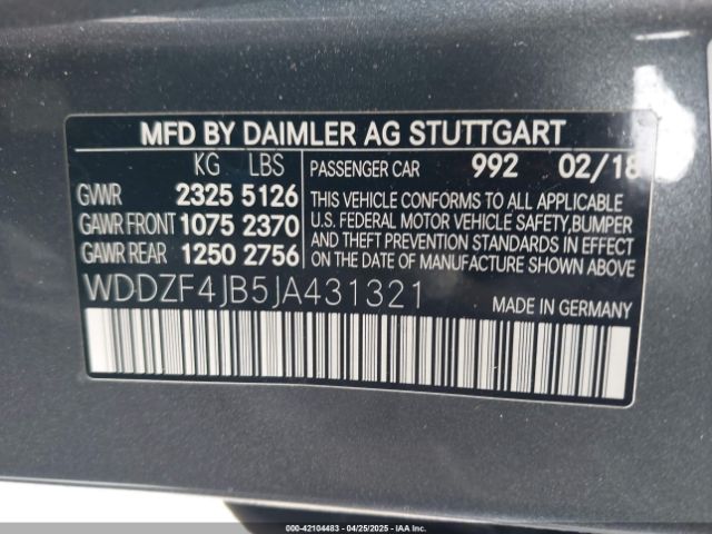 WDDZF4JB5JA431321 Mercedes-Benz E 300