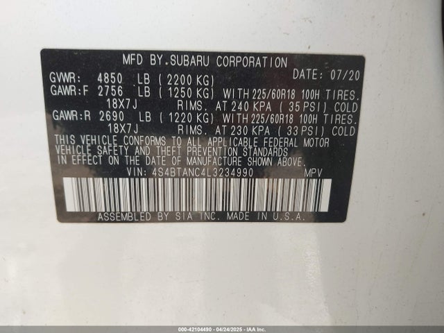 4S4BTANC4L3234990 Subaru u5
