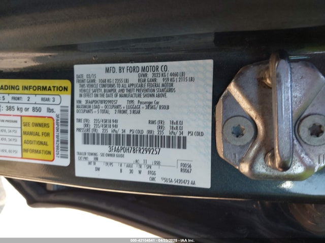 3FA6P0H78FR299257 Ford FUSION SE