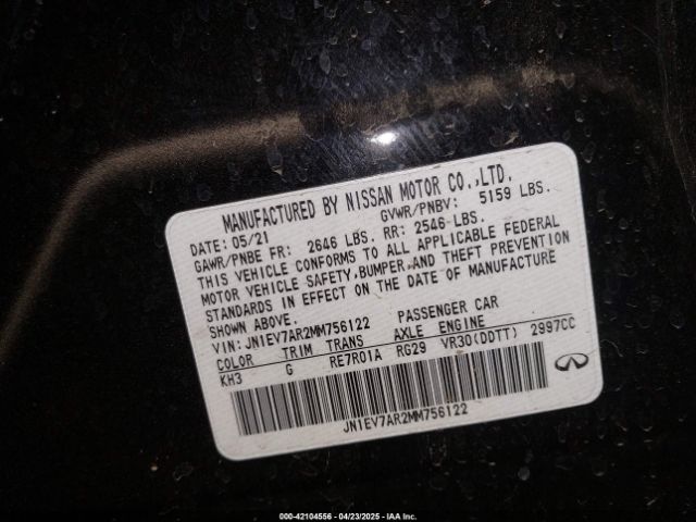 JN1EV7AR2MM756122 Infiniti Q50 Pure Awd