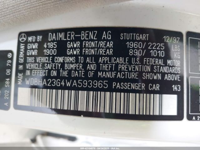 1998 MERCEDES-BENZ C 230 WDBHA23G4WA593965 Photo 8