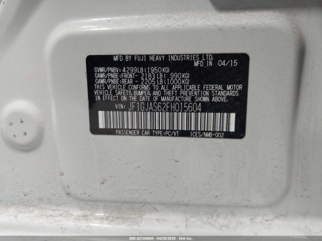 JF1GJAS62FH015604 Subaru Impreza 2.0i Limited