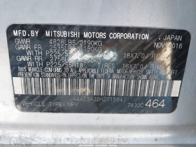 JA4AZ3A32HZ015847 Mitsubishi Outlander Se/sel