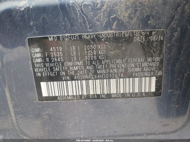 4S3BNAC64H3012078 Subaru Legacy 2.5i Premium