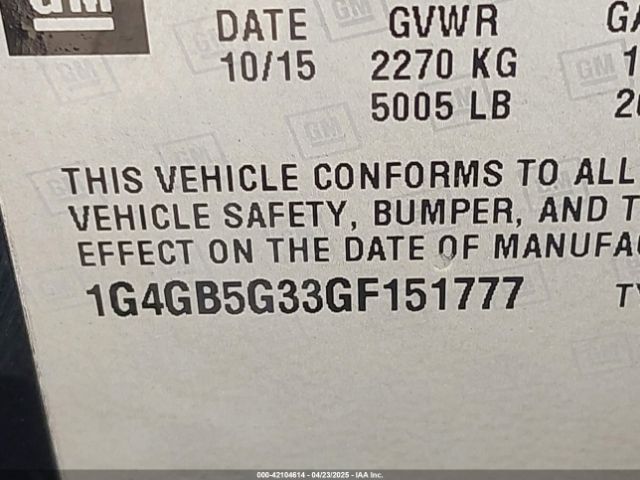 1G4GB5G33GF151777 Buick Lacrosse Leather