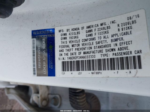 1HGCR2F34HA032330 Honda ACCORD LX