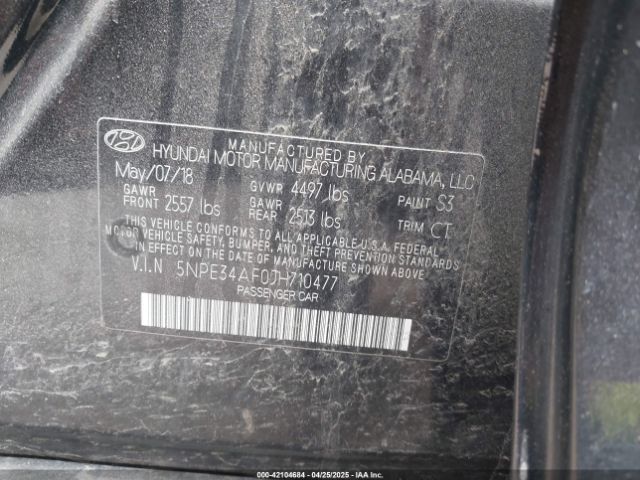 5NPE34AF0JH710477 Hyundai Sonata Sport+