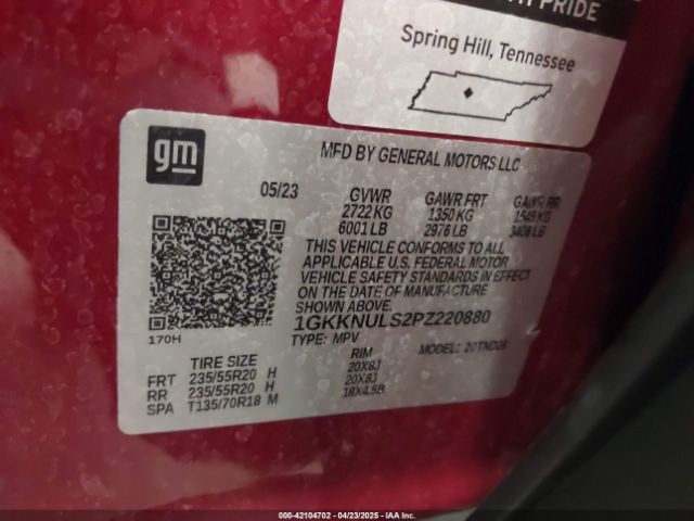 1GKKNULS2PZ220880 GMC Acadia Awd Slt