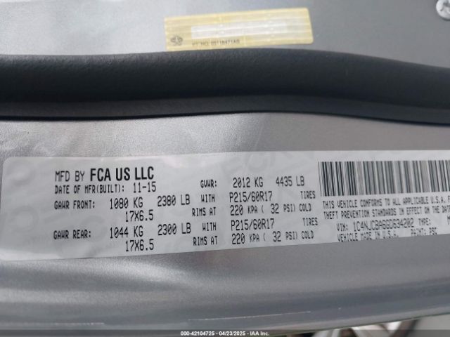 1C4NJCBA6GD634202 Jeep Compass Sport