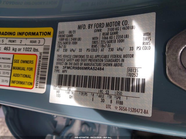 3FMCR9B66MRA52484 Ford Bronco Sport Big Bend