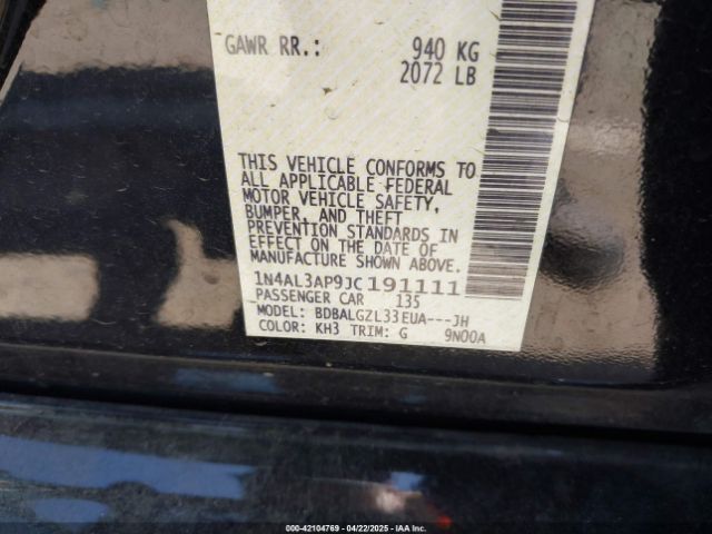 1N4AL3AP9JC191111 Nissan Altima 2.5 S