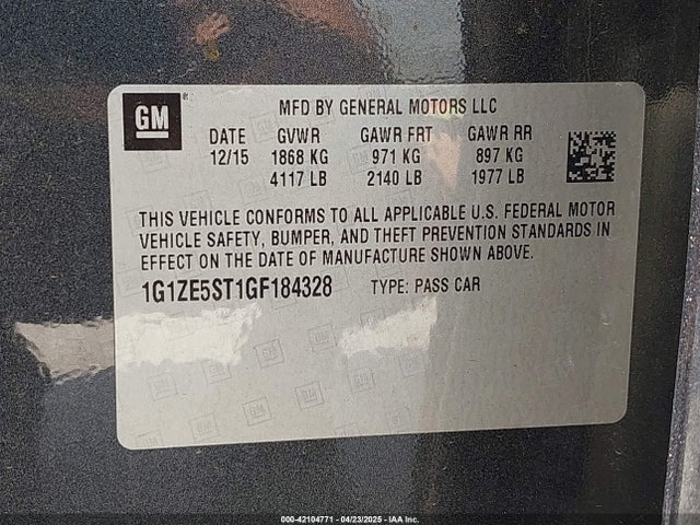 1G1ZE5ST1GF184328 Chevrolet MALIBU 1LT