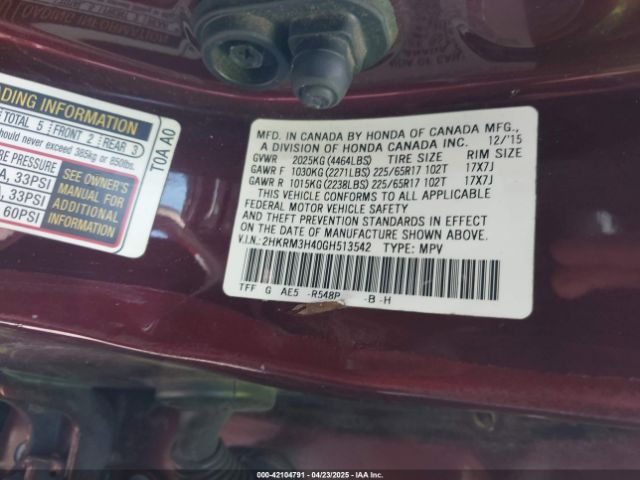 2HKRM3H40GH513542 Honda CR-V SE